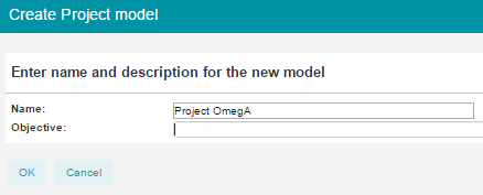 pop up create project model from a project