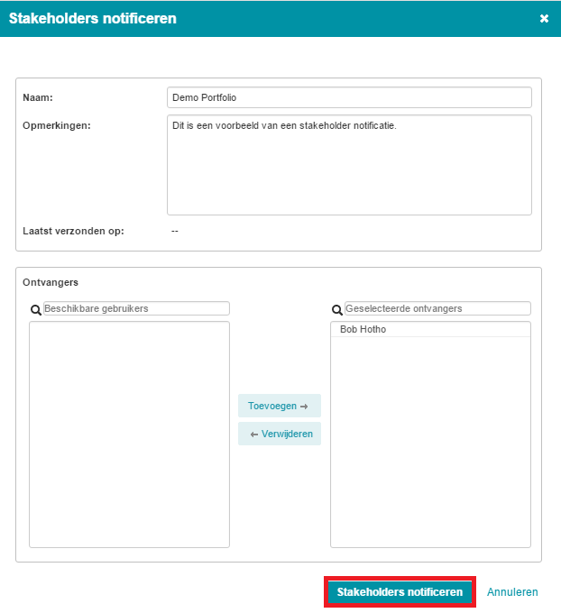 dialog notify stakeholders